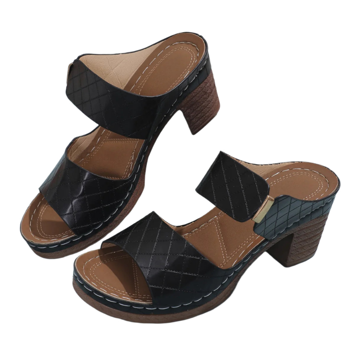 PU Leather Block Heel Sandals