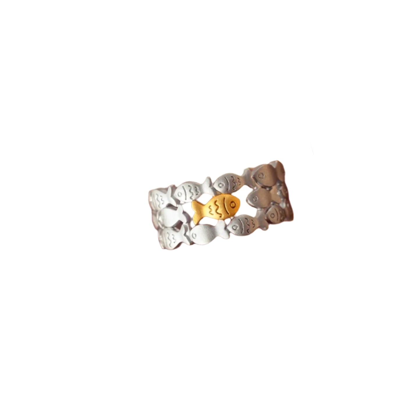 925 Sterling Silver Fish Open Ring