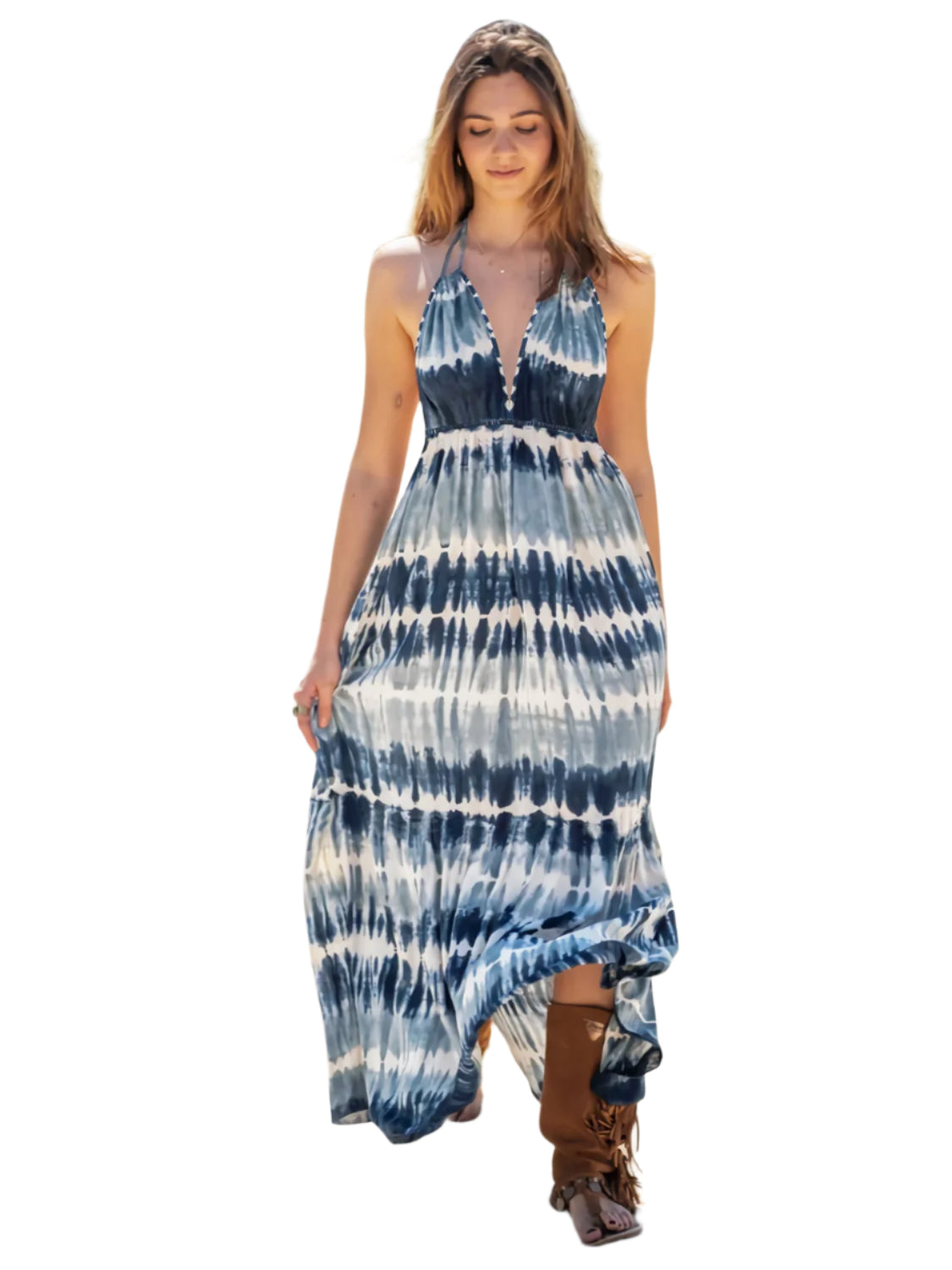 Tie-Dye Halter Neck Dress