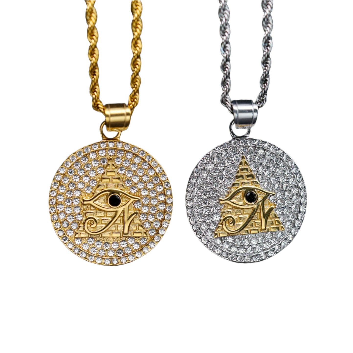 Eye of Horus Stainless Steel with Zircon Stones Pendant Necklace