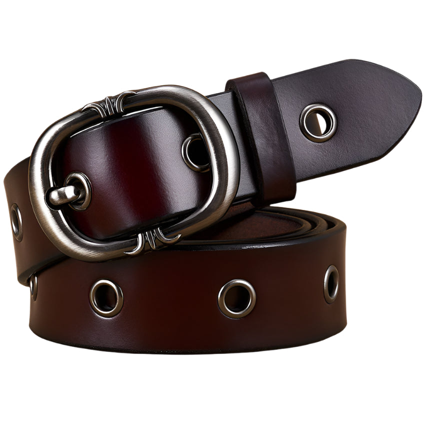 Riveted Hole Cowhide Leather Belt
