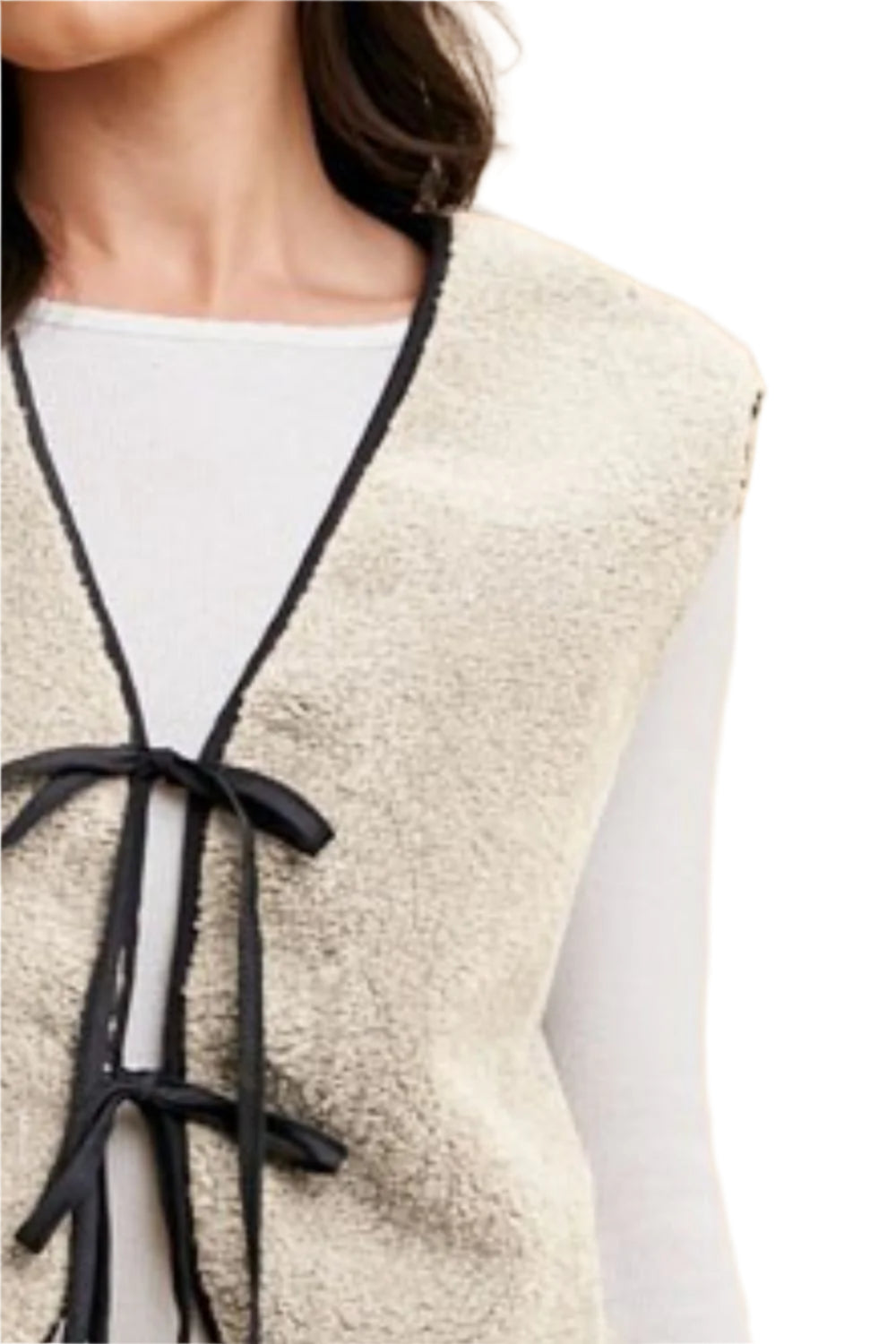 Annie Wear V-Neck Tie Detail Vest Coat