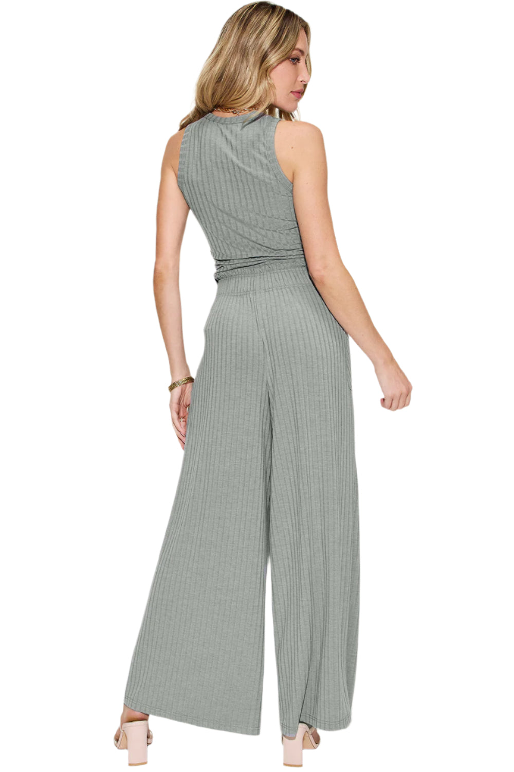 Basic Bae Full Size Ribbed Tank and Wide Leg Pants Set