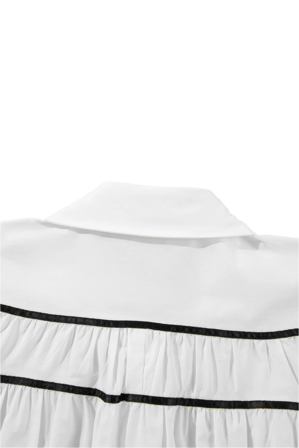 Ribbon Bowtie Collared Neck Flounce Sleeve Shirt