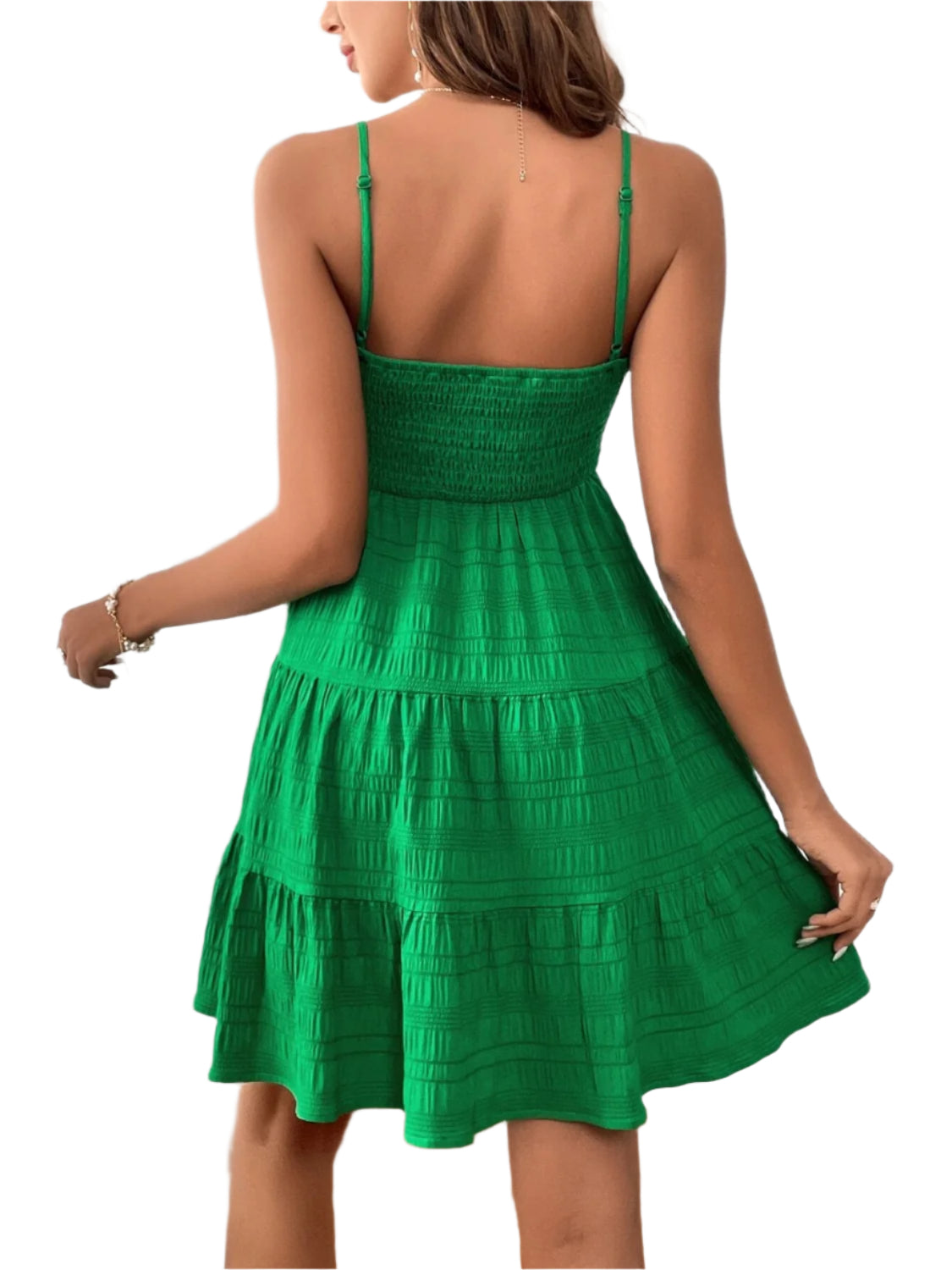 Smocked Tiered Sleeveless Mini Dress