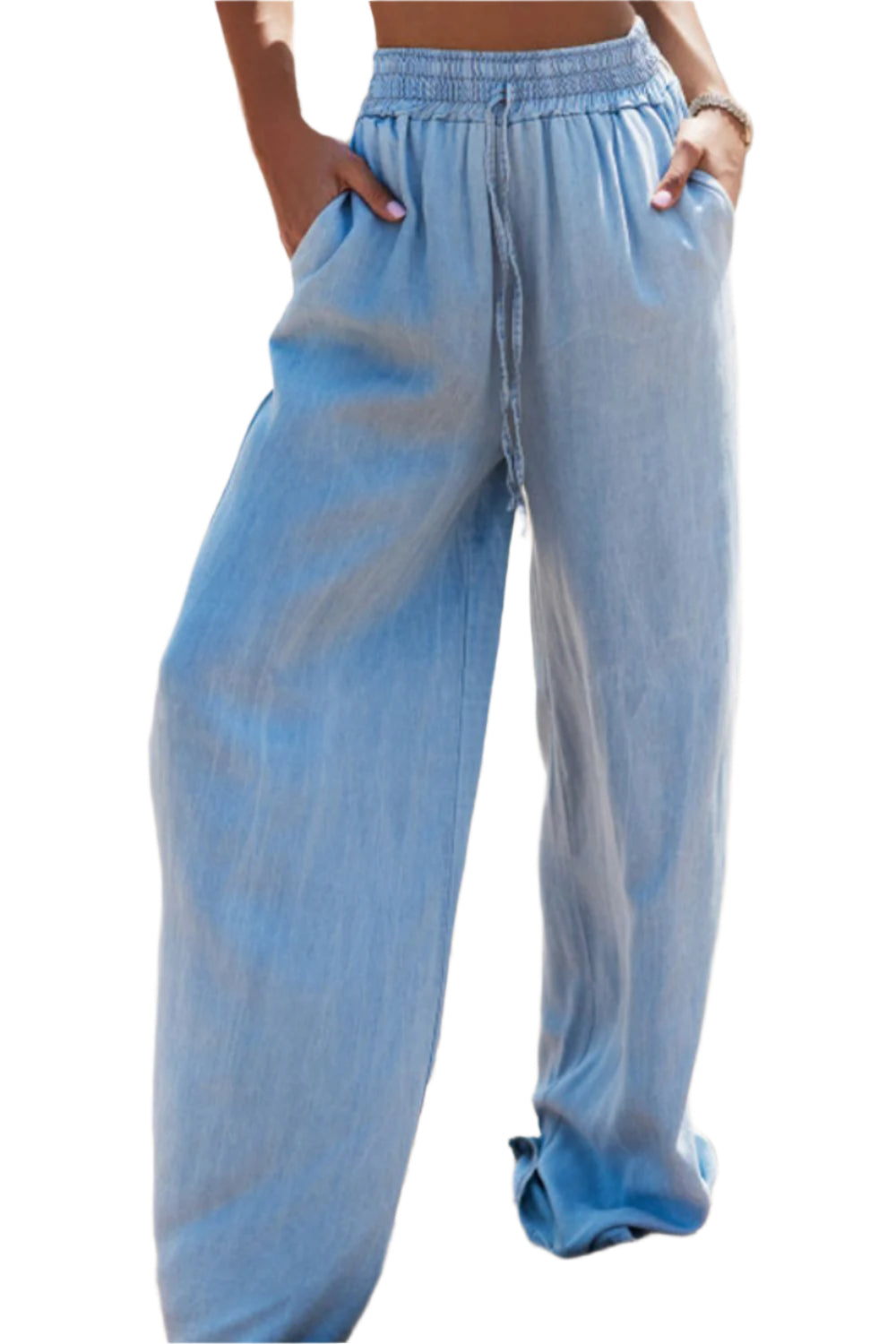 Drawstring Wide Leg Jeans