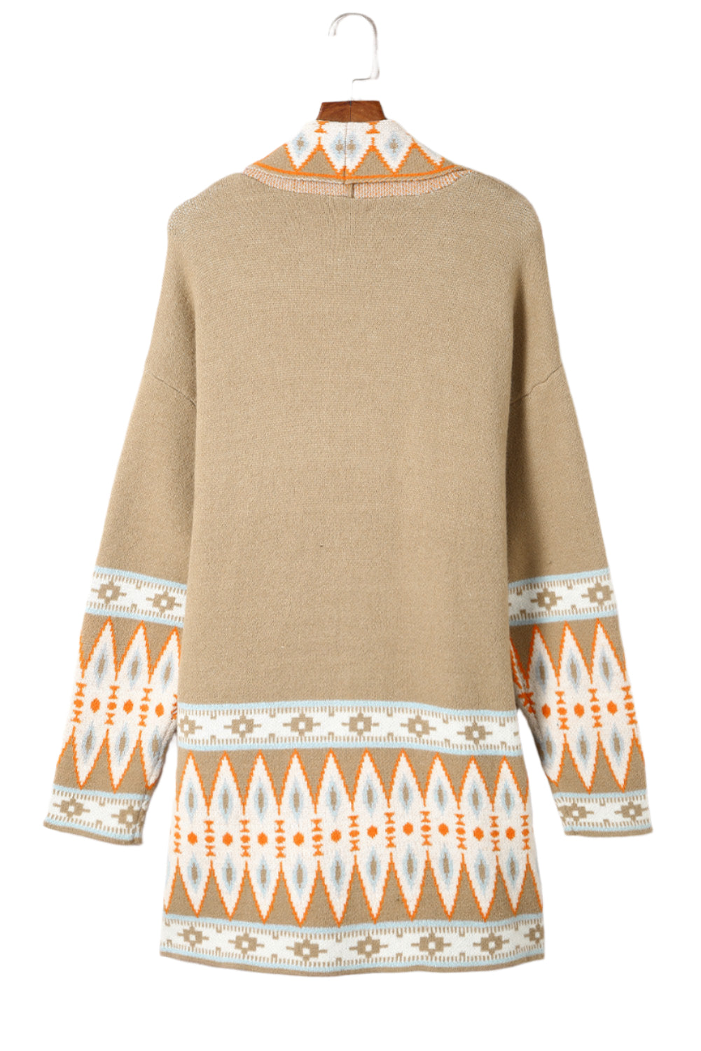 Geometric Open Front Long Sleeve Cardigan