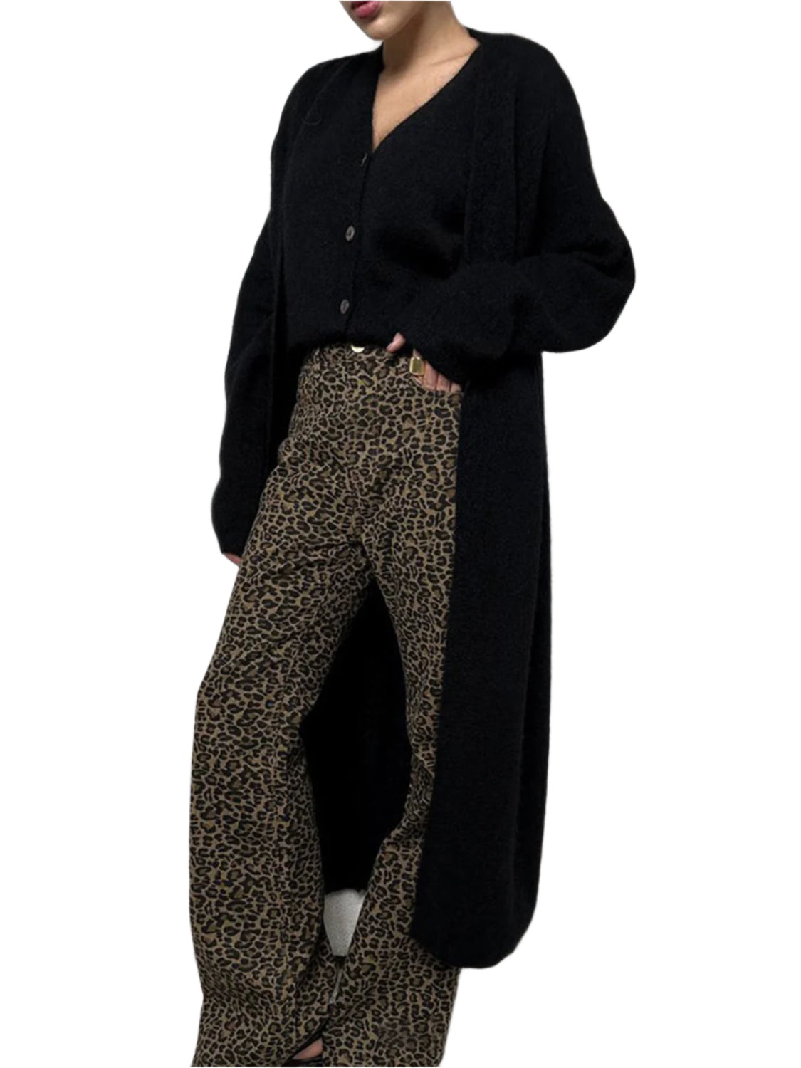 Fuzzy Open Front Solid Color Cardigan