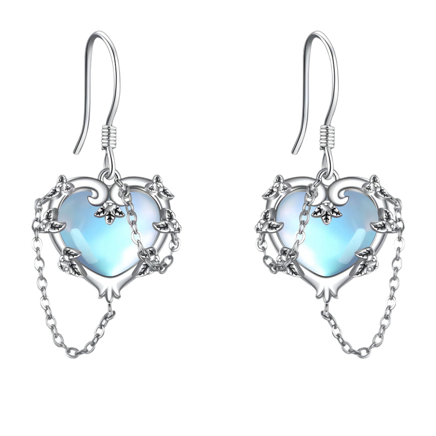 Moonstone Crystal 925 Sterling Silver Dangling Earrings