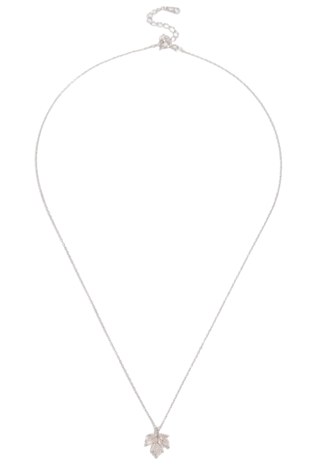 925 Sterling Silver Zircon Maple Leaf Necklace
