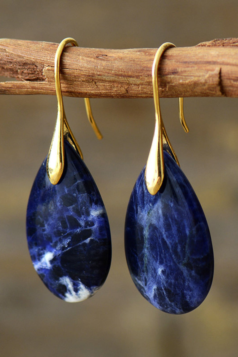 Sodalite Crystal Teardrop Earrings