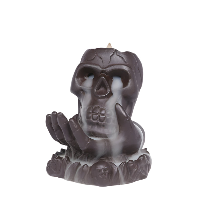 Purple Sand Skull in Hand Incense Burner