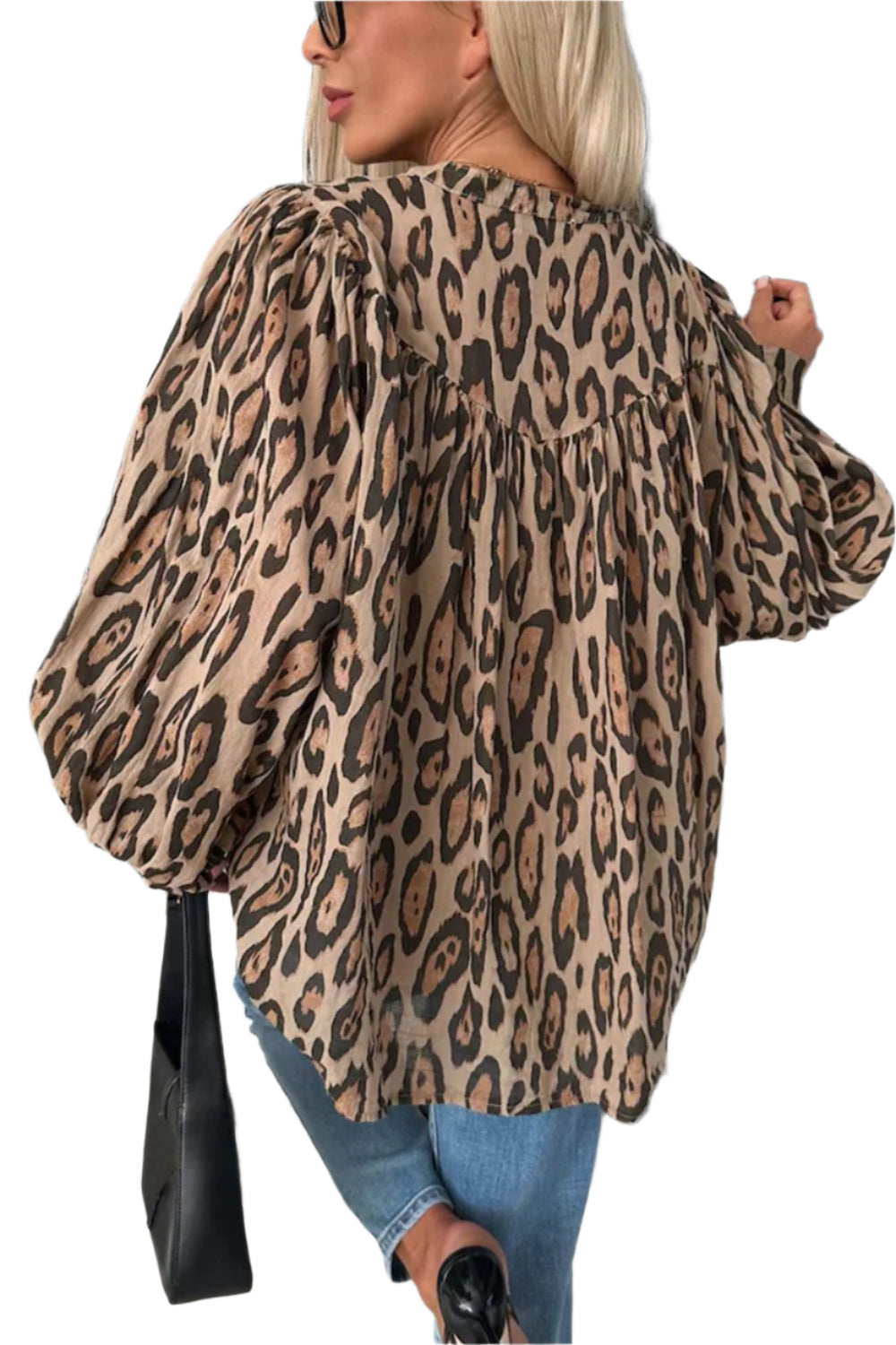 Leopard Print Button Down Long Sleeve Shirt