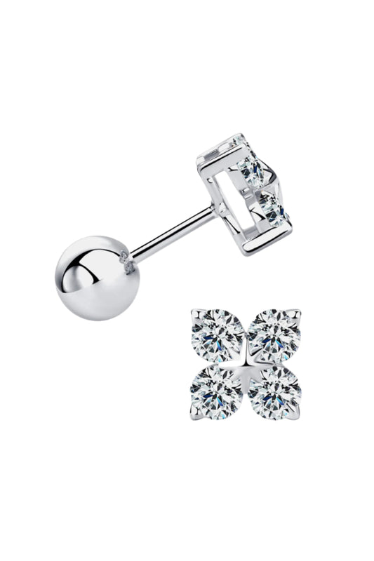Moissanite 925 Sterling Silver Four-Leaf Clover Shape Earrings