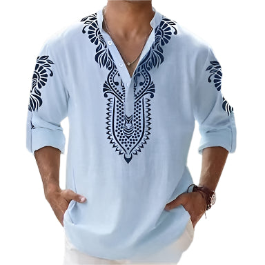 Men's Printed Long Sleeve Beach Shirt