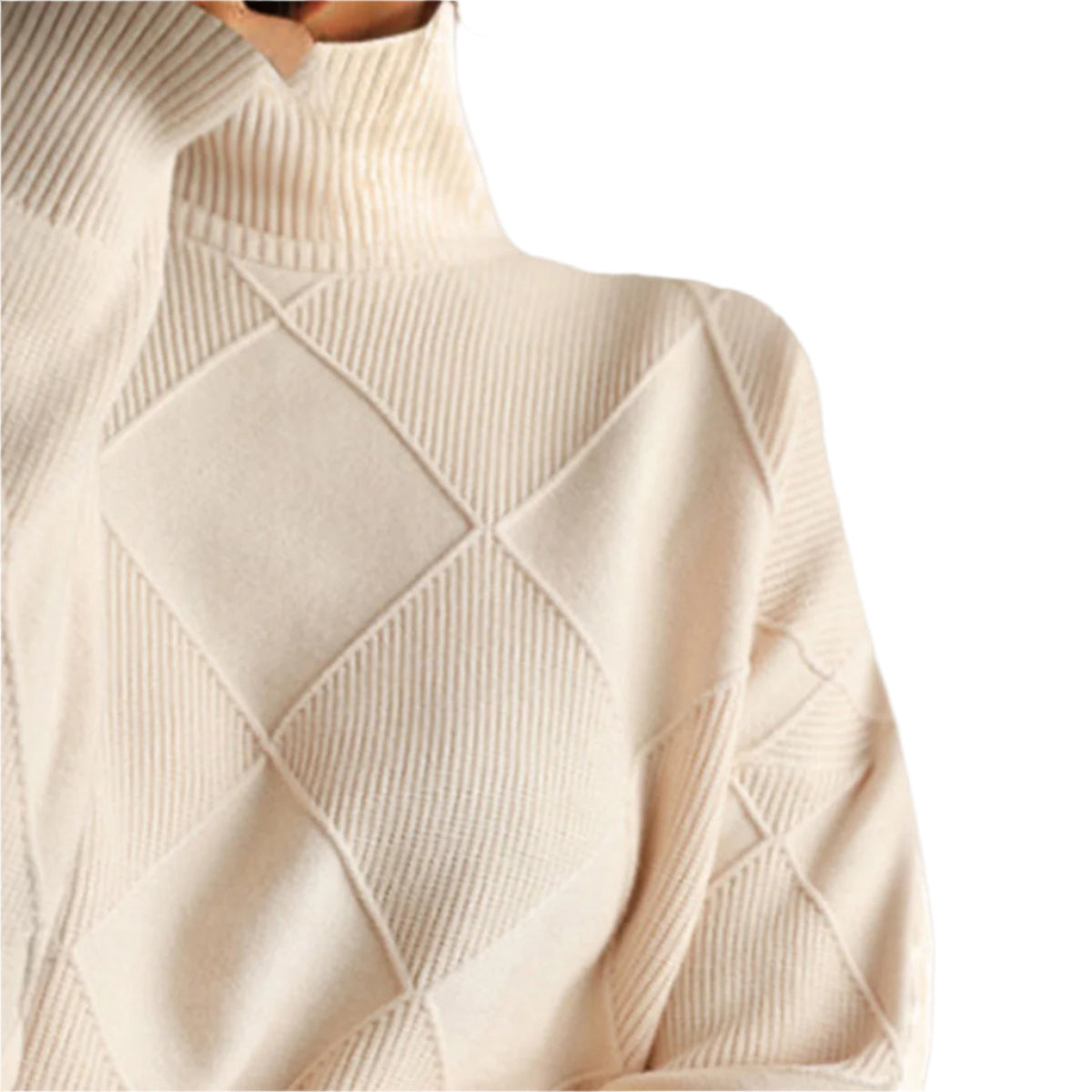 Geometric Turtleneck Long Sleeve Sweater