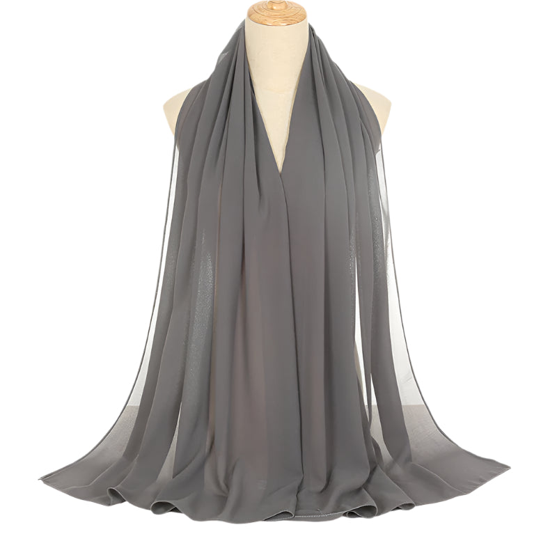 Pearl Chiffon Solid Color Rectangular Scarf