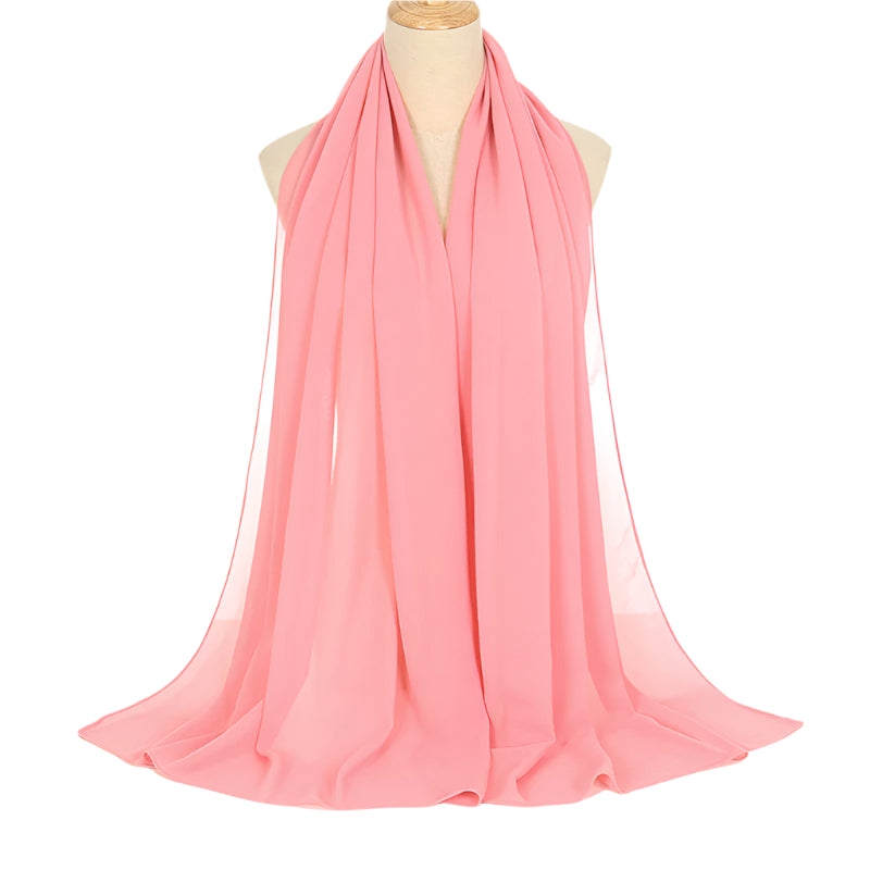 Pearl Chiffon Solid Color Rectangular Scarf