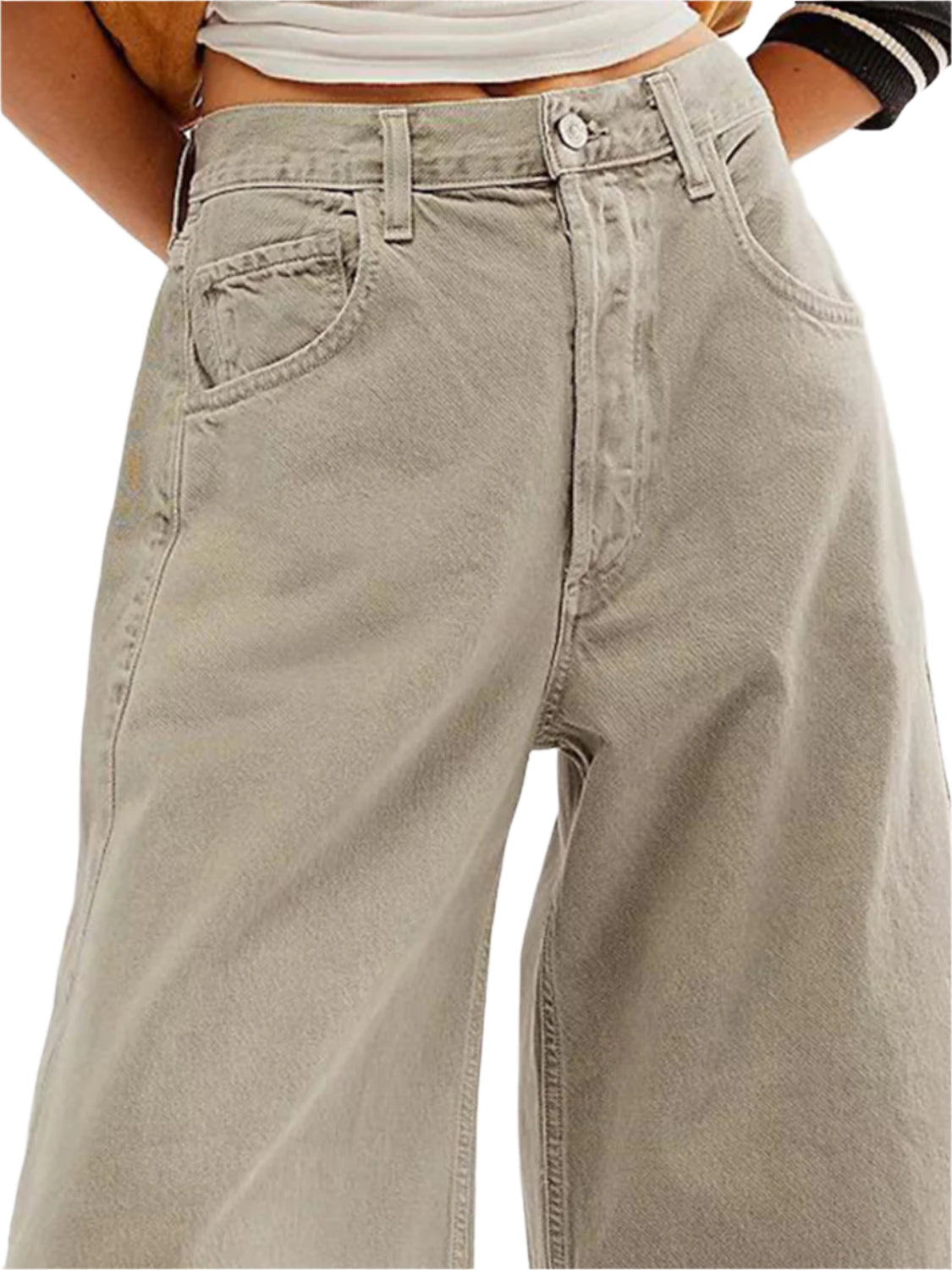 Raw Hem Wide Leg Jeans with Pockets