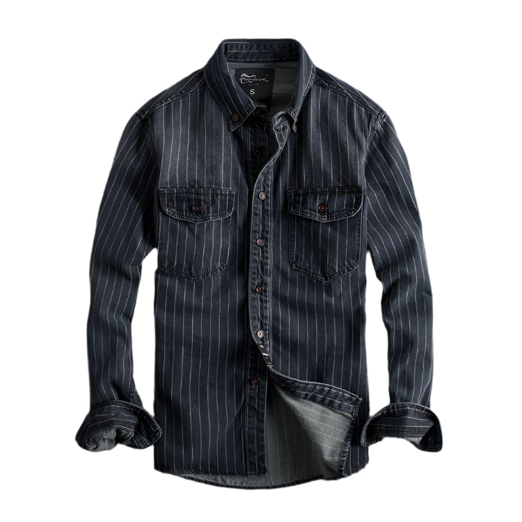 Men's Denim Distressed Button Down Shirt