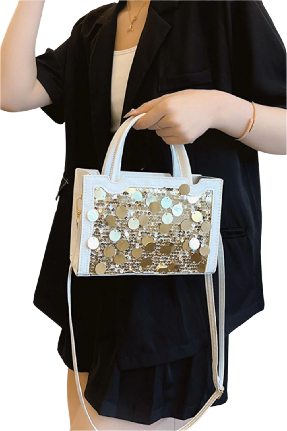 PU Leather Sequin Handbag