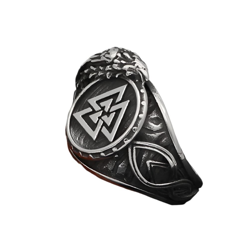 Stainless Steel Valknut Raven Ring