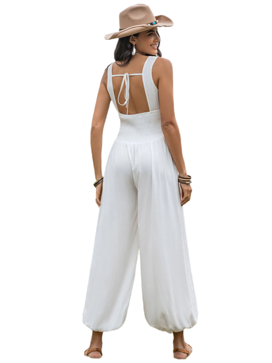 Backless Wide Strap Wide Leg Jumpsuit