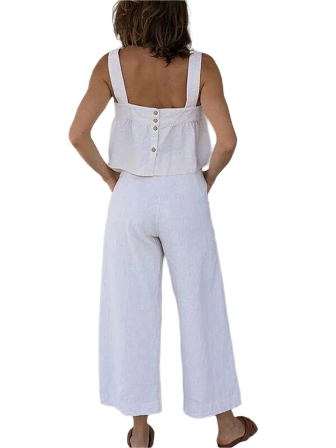 Square Neck Wide Strap Top and Pants Set