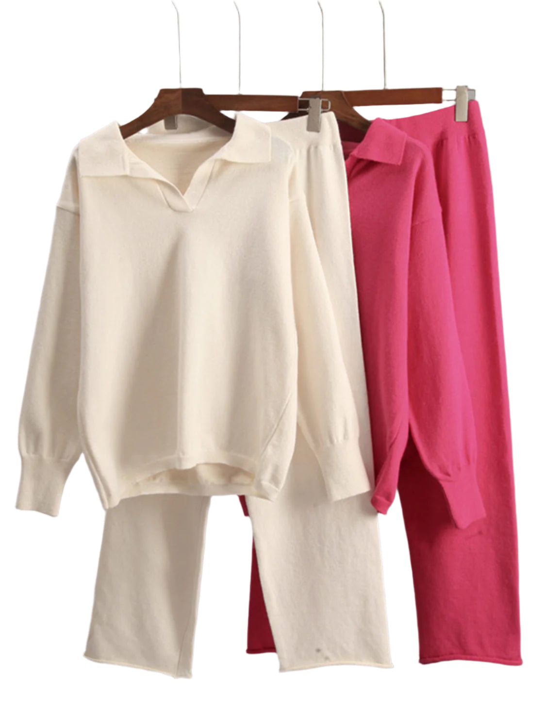 Johnny Collar Long Sleeve Top and Pants Sweater Set