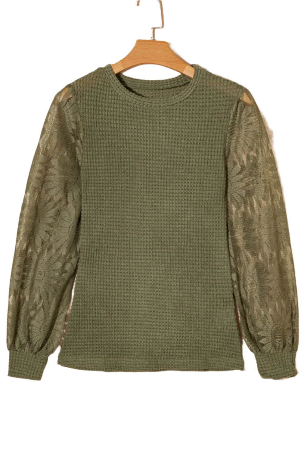 Mock Neck Lace Long Sleeve Top