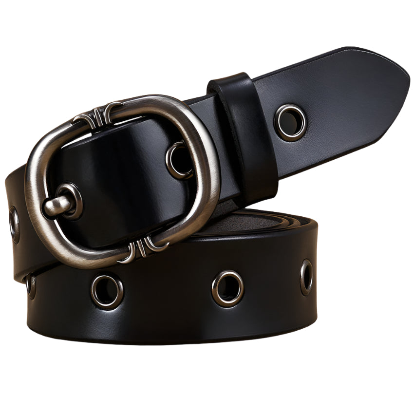 Riveted Hole Cowhide Leather Belt