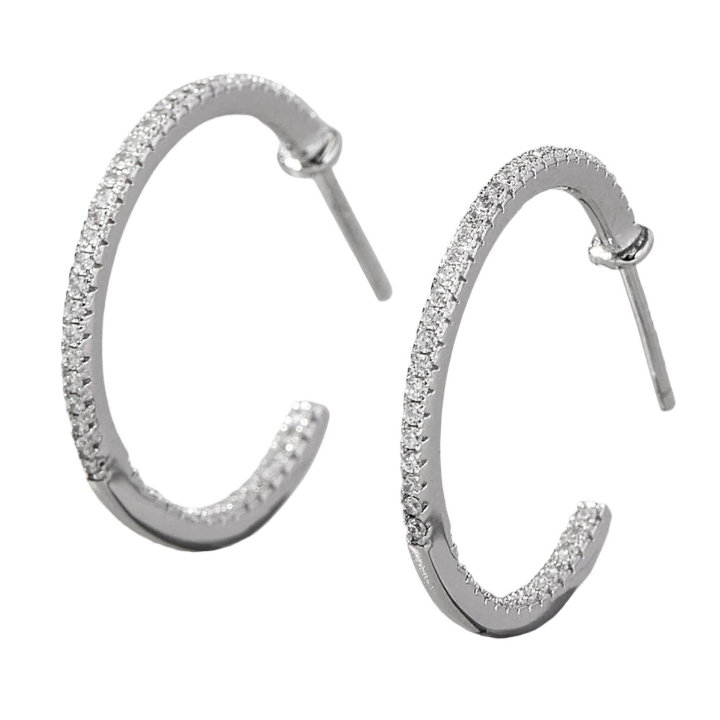 Zircon 925 Sterling Silver C-Hoop Earrings