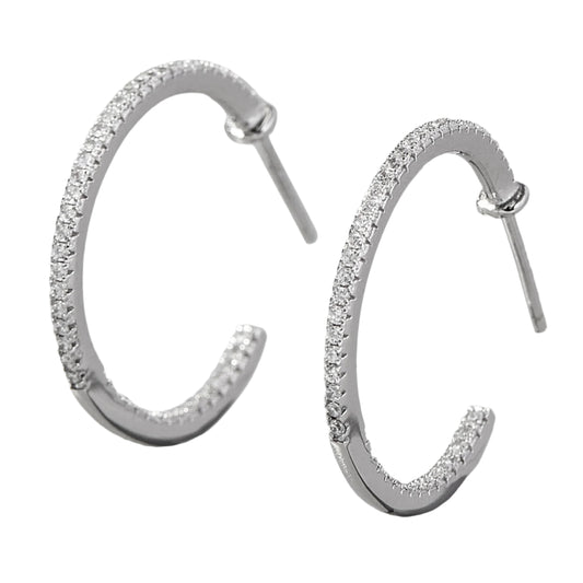 Zircon 925 Sterling Silver C-Hoop Earrings