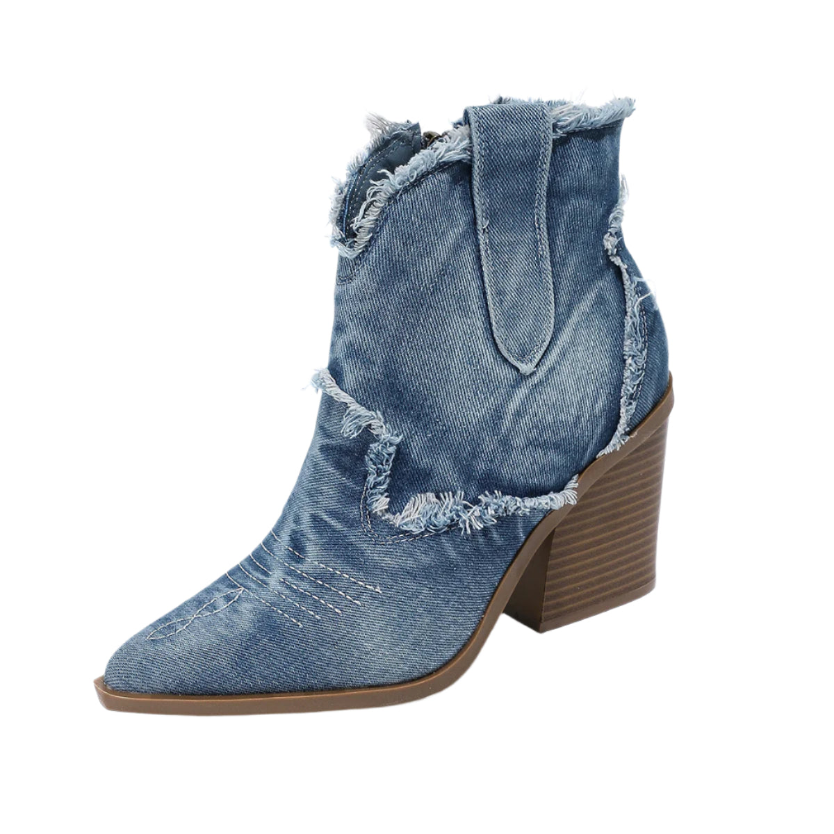Denim Pointed Toe Ankle Boots