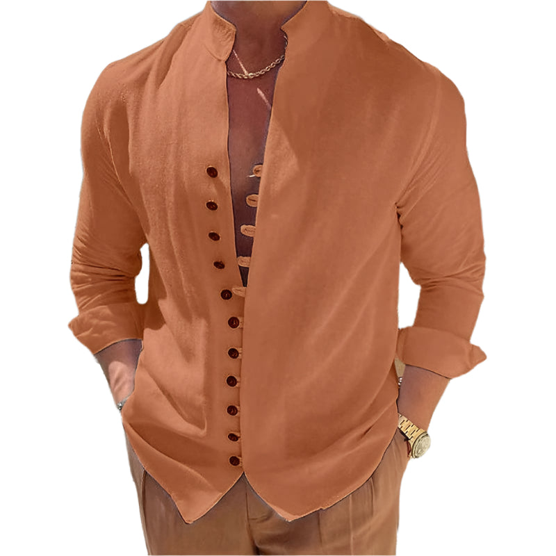 Men's Button Design Long-sleeved Shirt