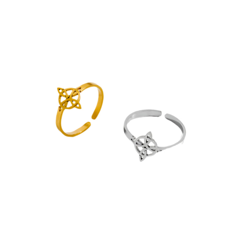 Stainless Steel Adjustable Witch Knot Ring