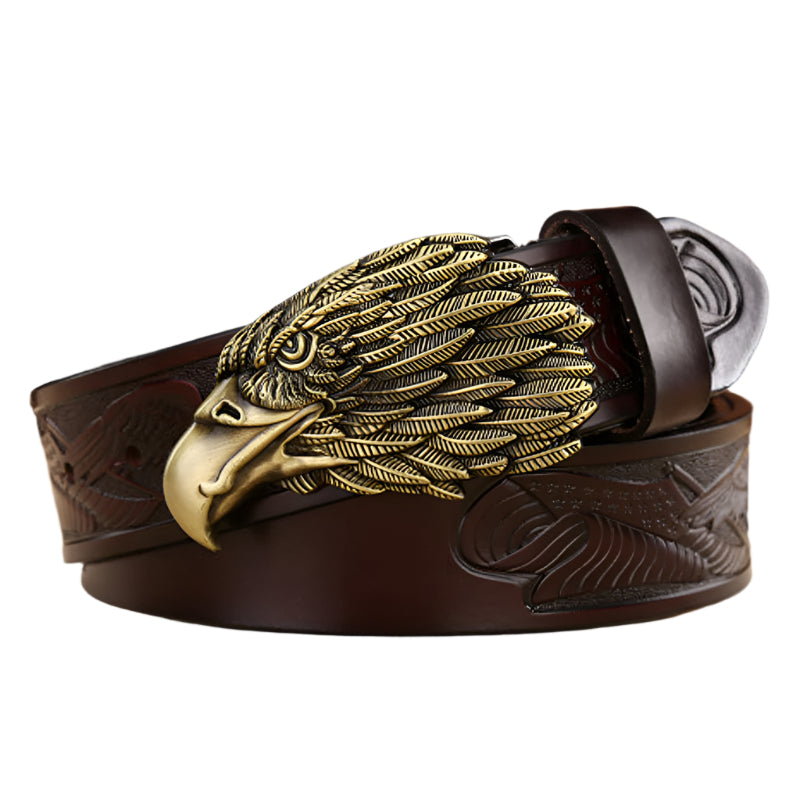 Men's Cowhide Leather American Eagle Buckle Belt