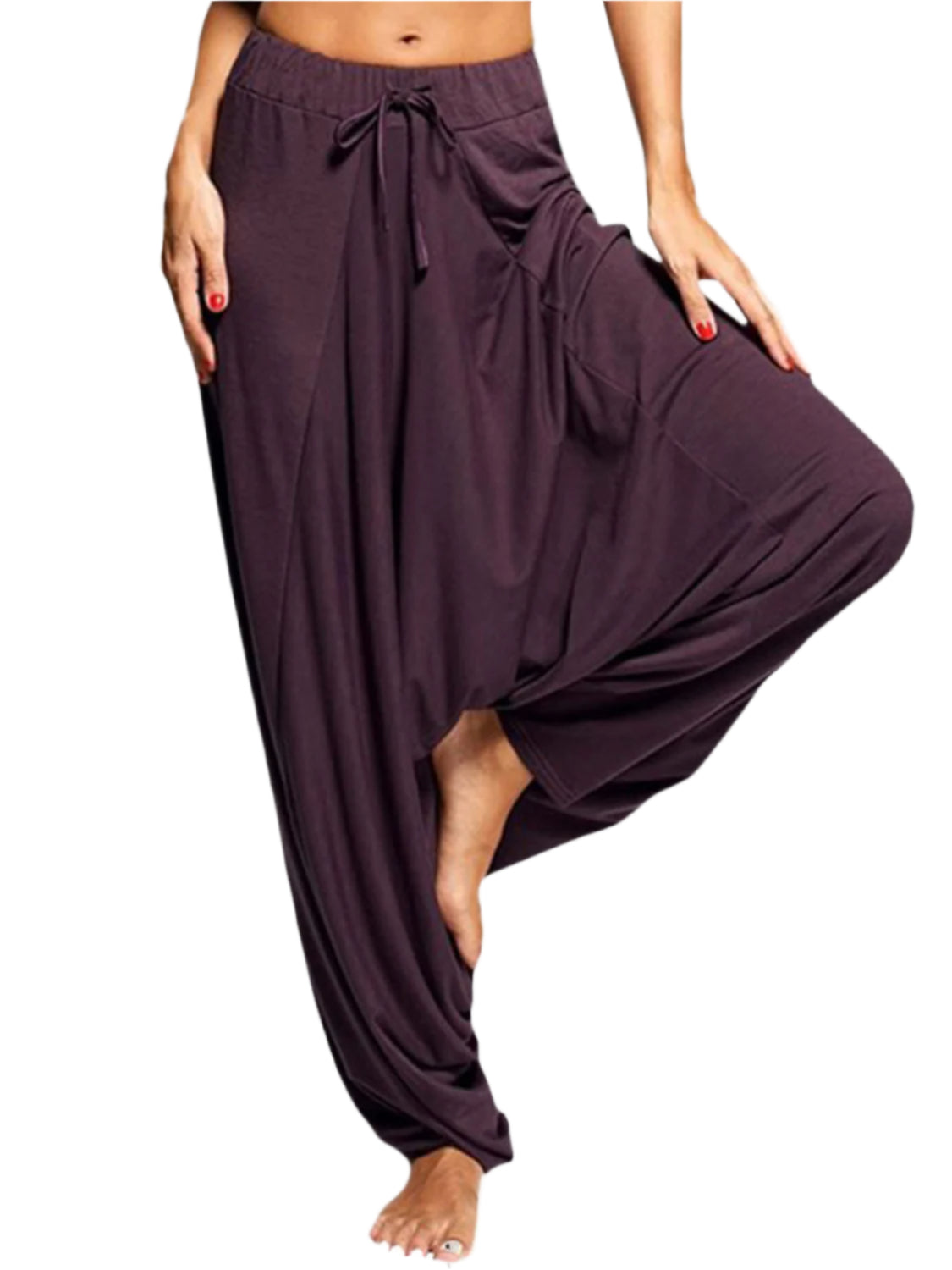 Tied Mid Waist Long Harem Pants