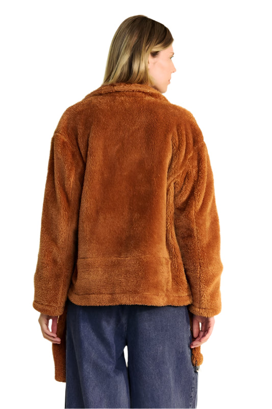 Davi & Dani Fuzzy Zip Up Collared Neck Jacket