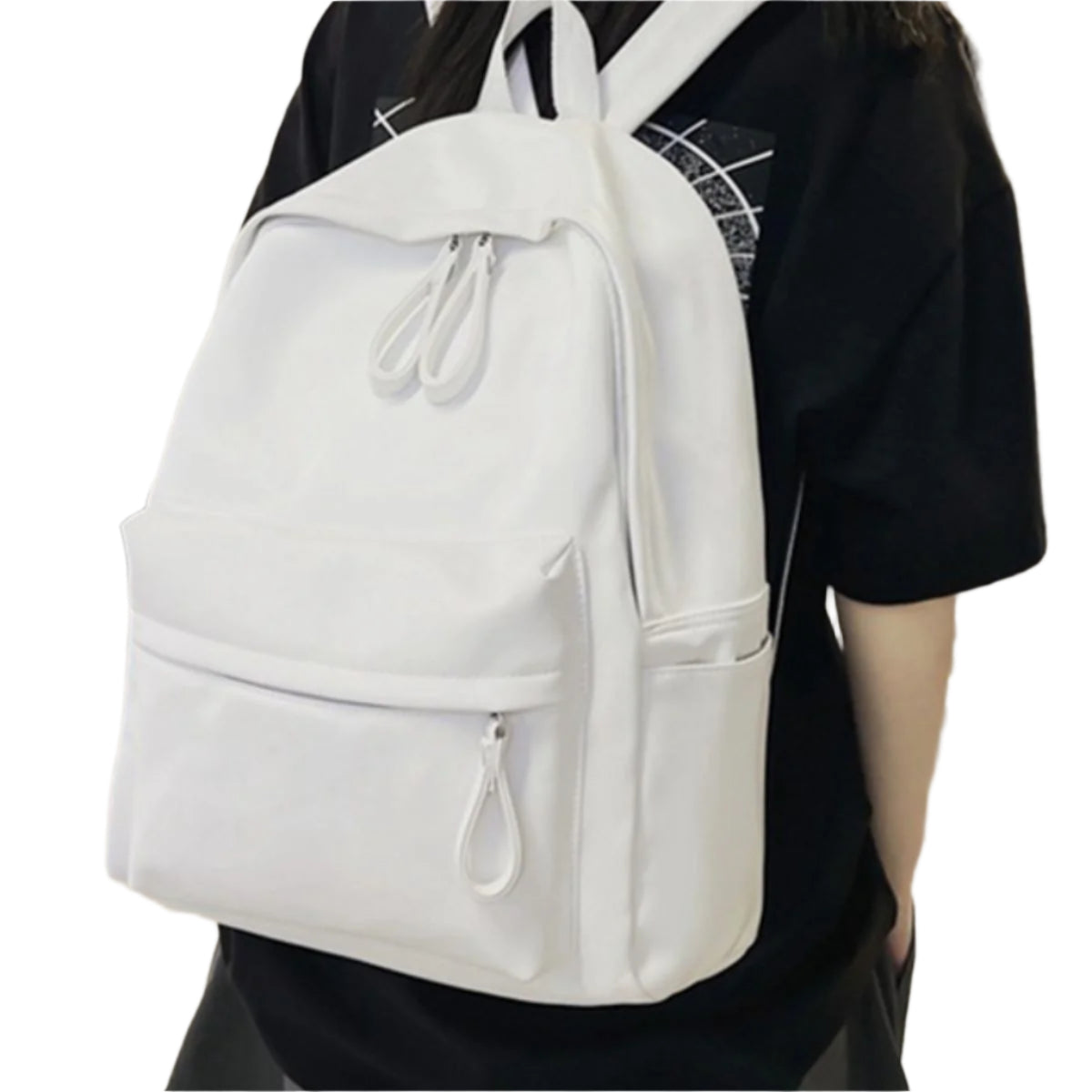 PU Leather Zip Backpack Bag