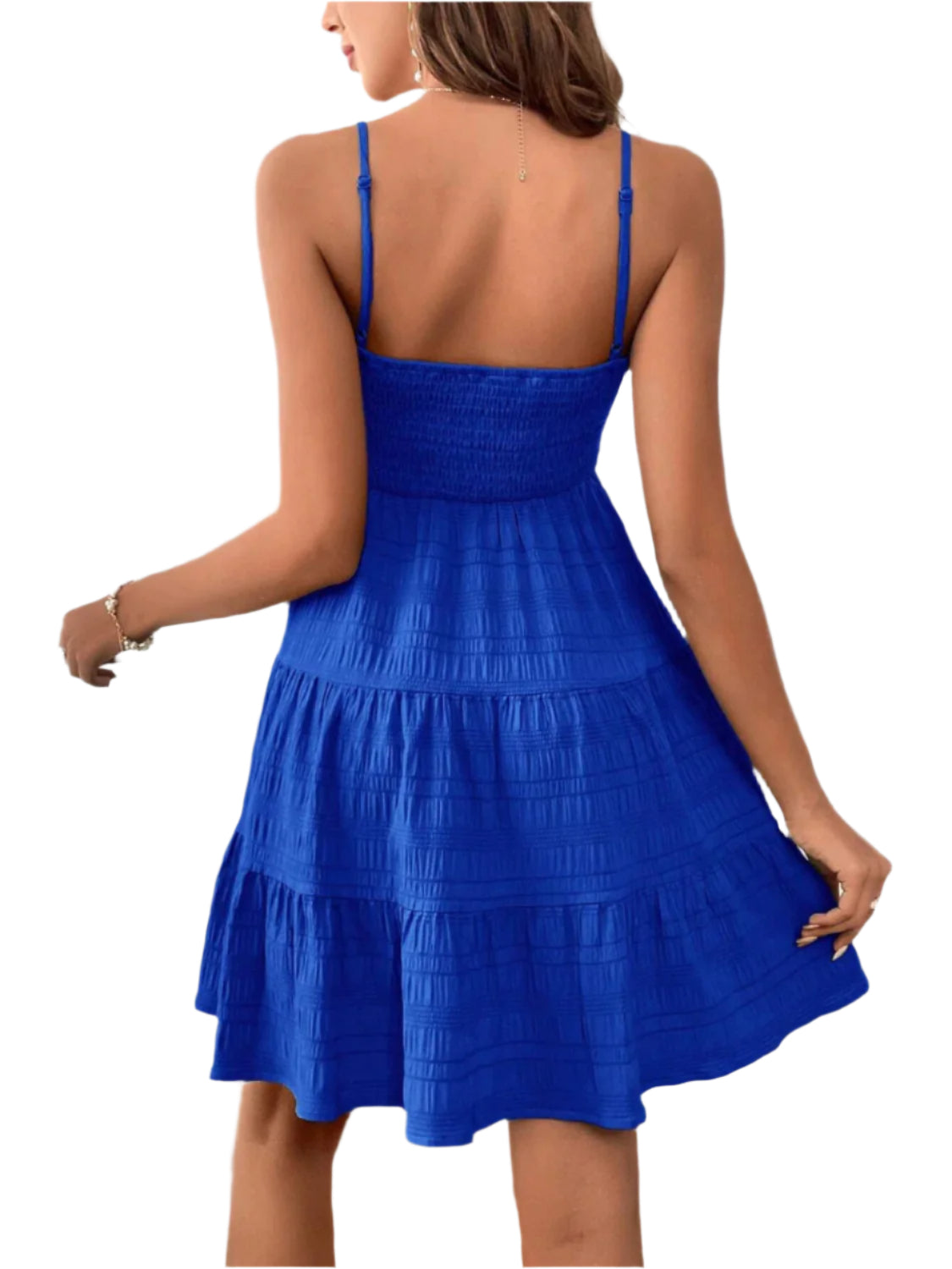 Smocked Tiered Sleeveless Mini Dress