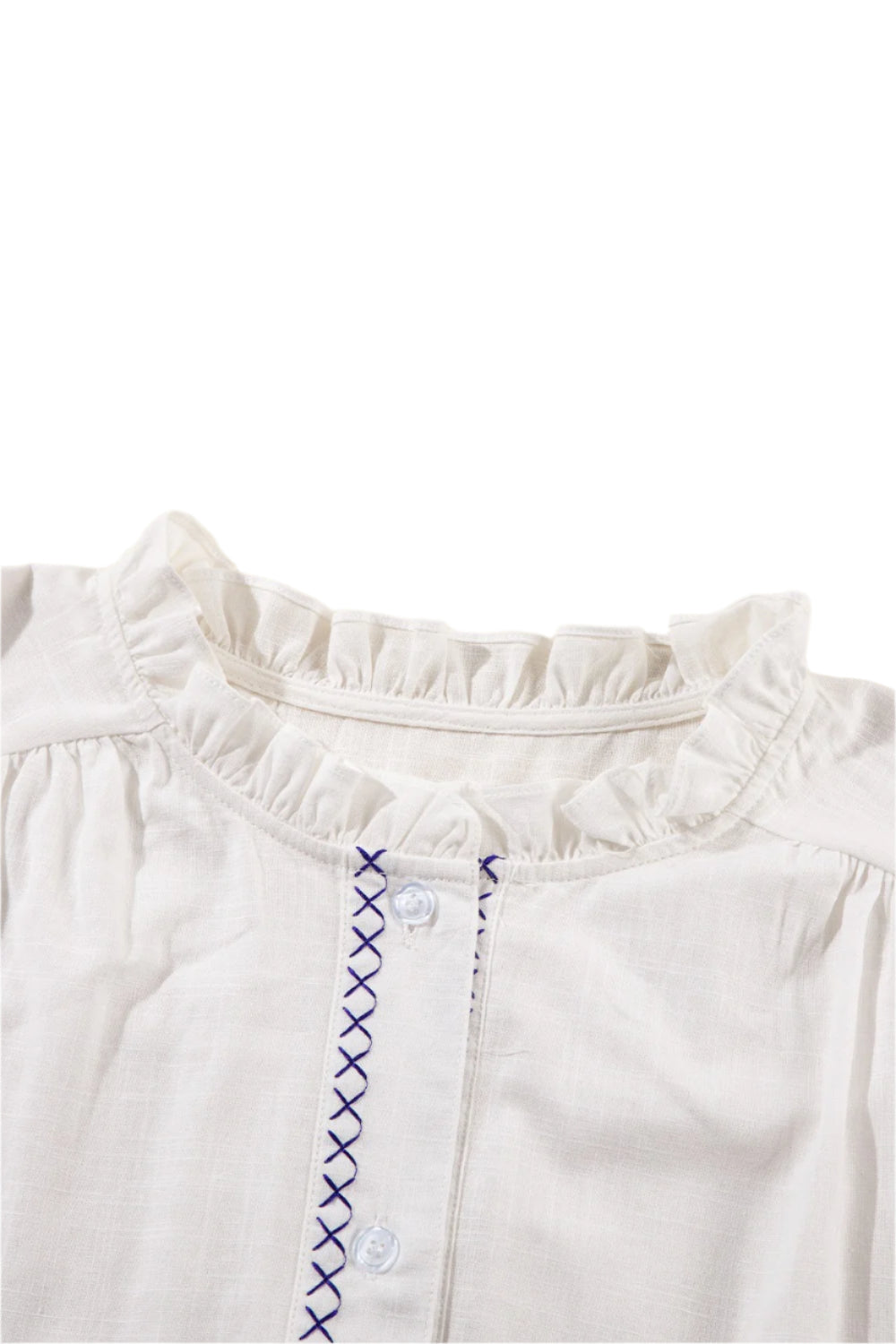 Frill Floral Embroidered Sleeve Shirt