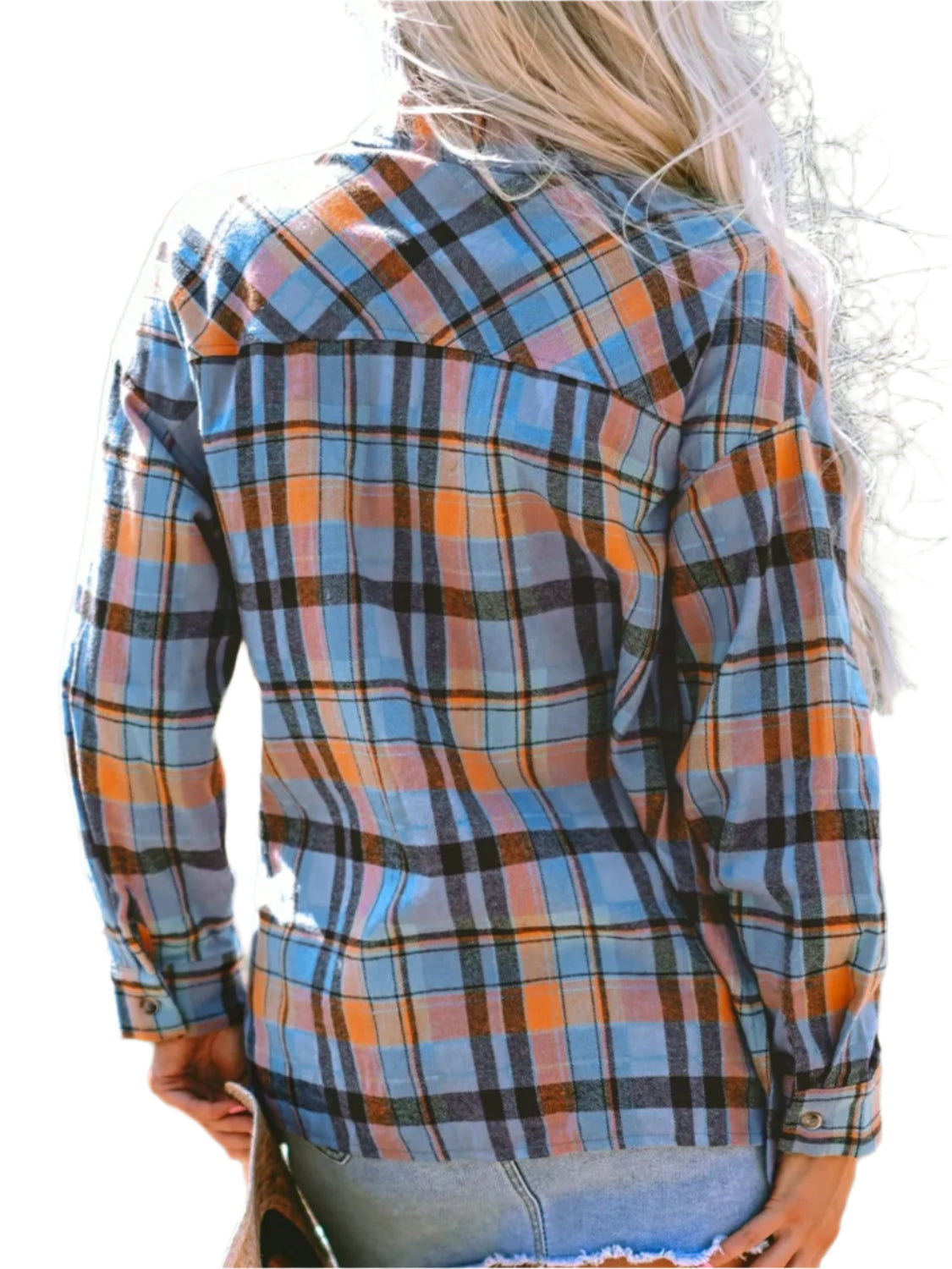 Plaid Collared Neck Long Sleeve Shirt