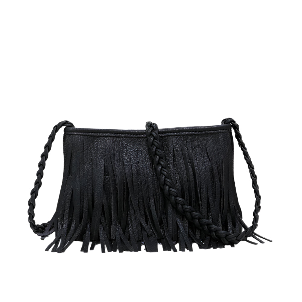 PU Leather Hand Woven Fringe Bag