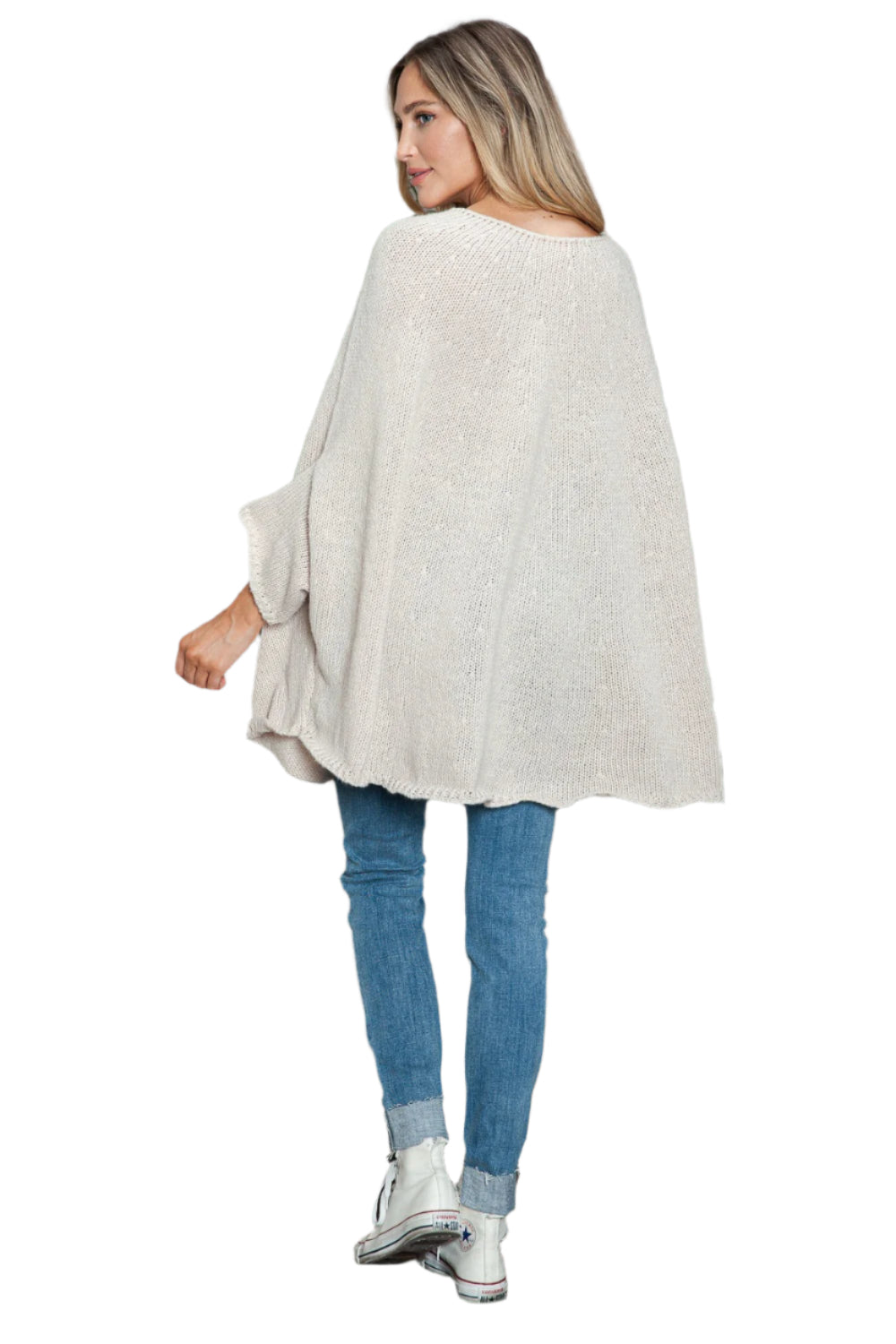 Round Neck Batwing Sleeve Sweater
