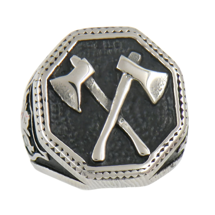 Stainless Steel Double Axe Ring
