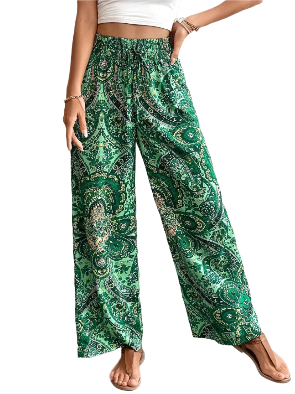 Printed Wide Leg Pants