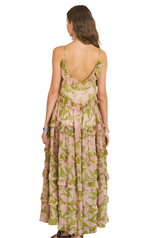 ADORA Ruffled Tiered Scoop Neck Cami Dress