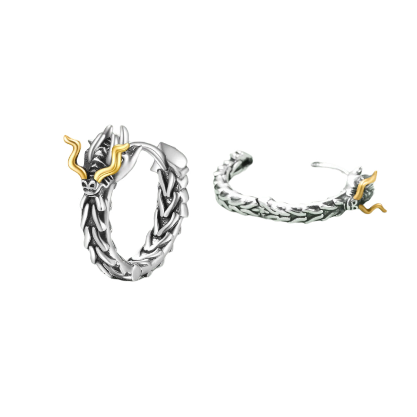 Dragon 925 Sterling Silver Hoop Earrings
