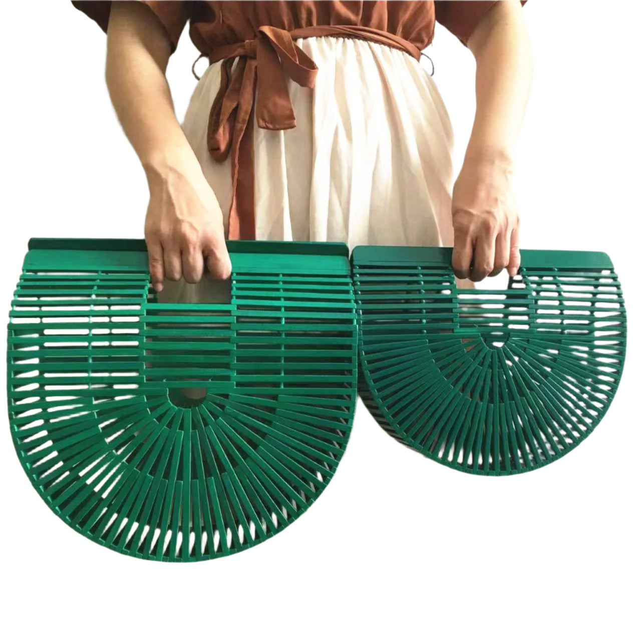 Open Weave Bamboo Handbag